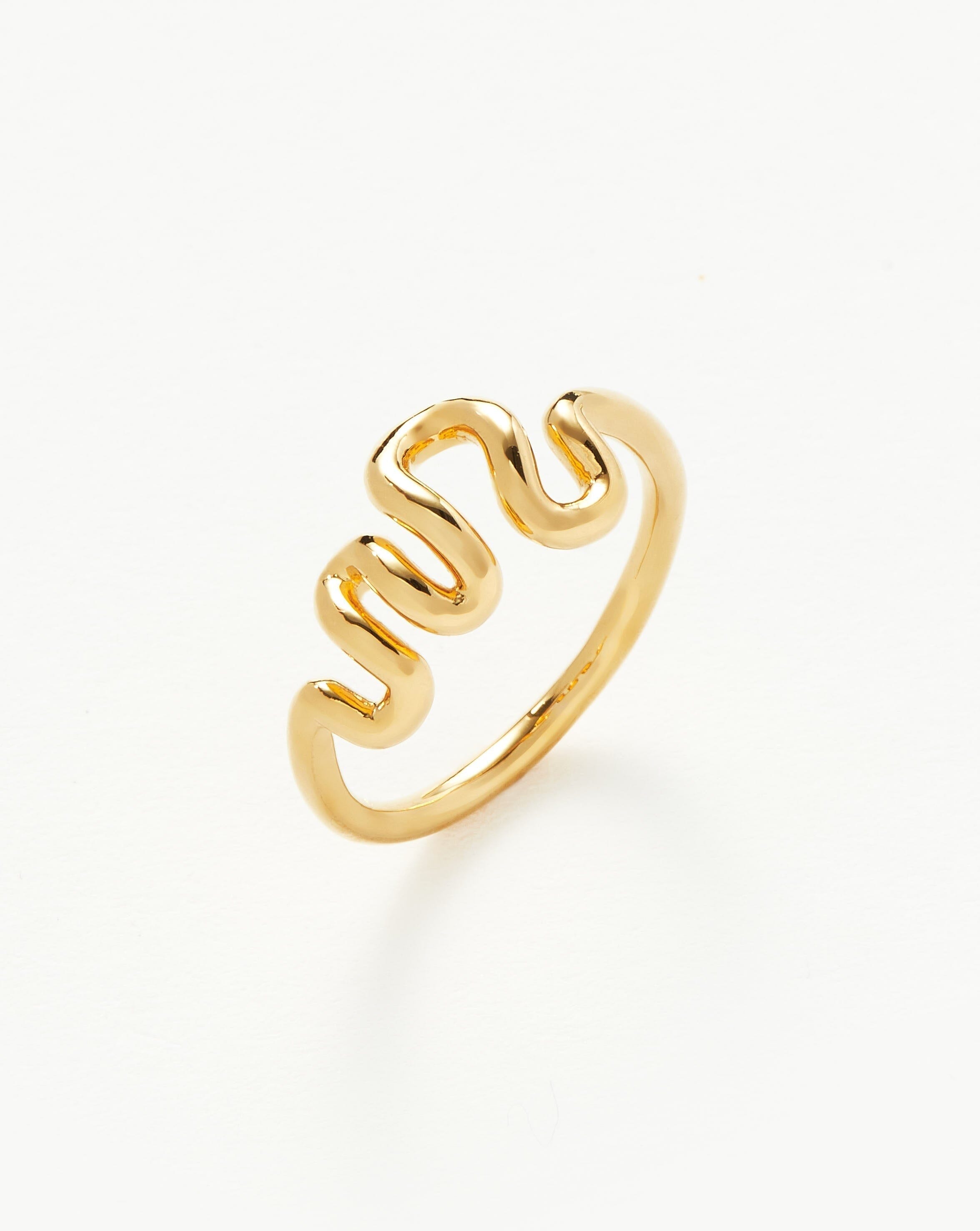 Squiggle Wavy Stacking Ring | 18ct Gold Plated Vermeil Rings Missoma 