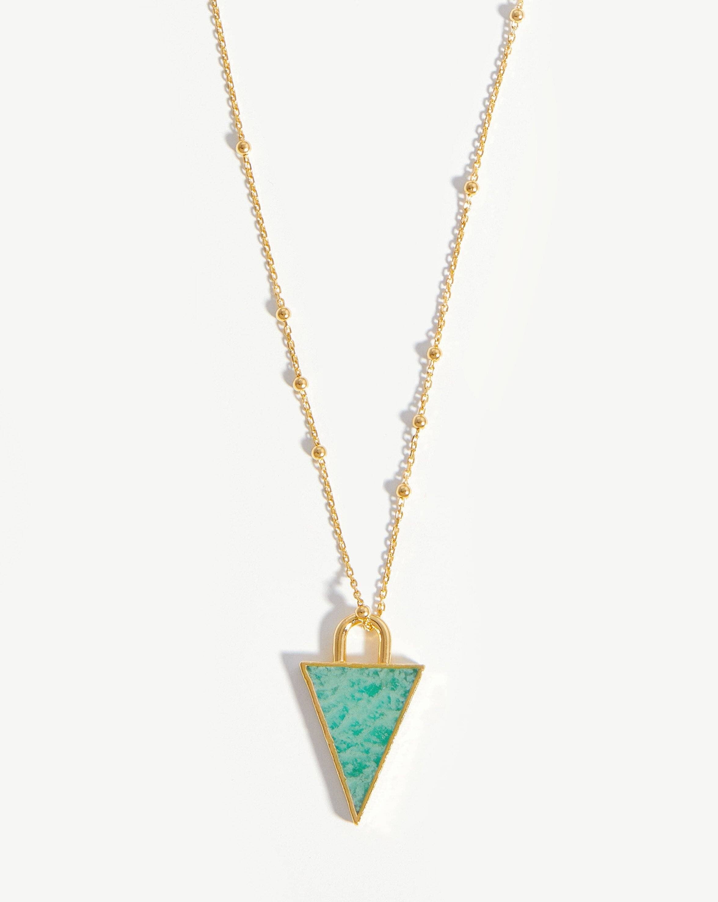 Triangle Pendant Chain Necklace | 18ct Gold Plated/Amazonite Necklaces Missoma 