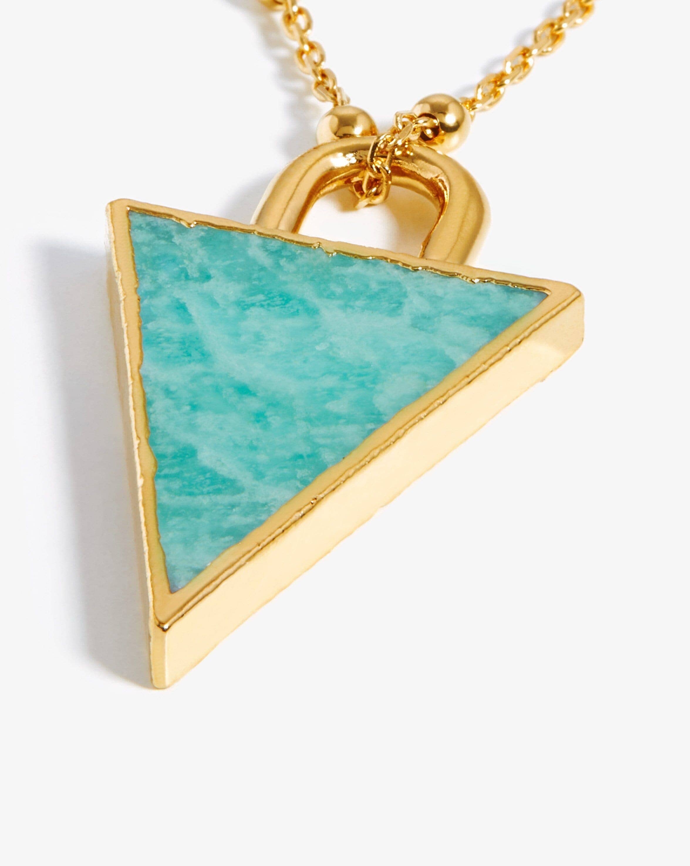 Triangle Pendant Chain Necklace | 18ct Gold Plated/Amazonite Necklaces Missoma 