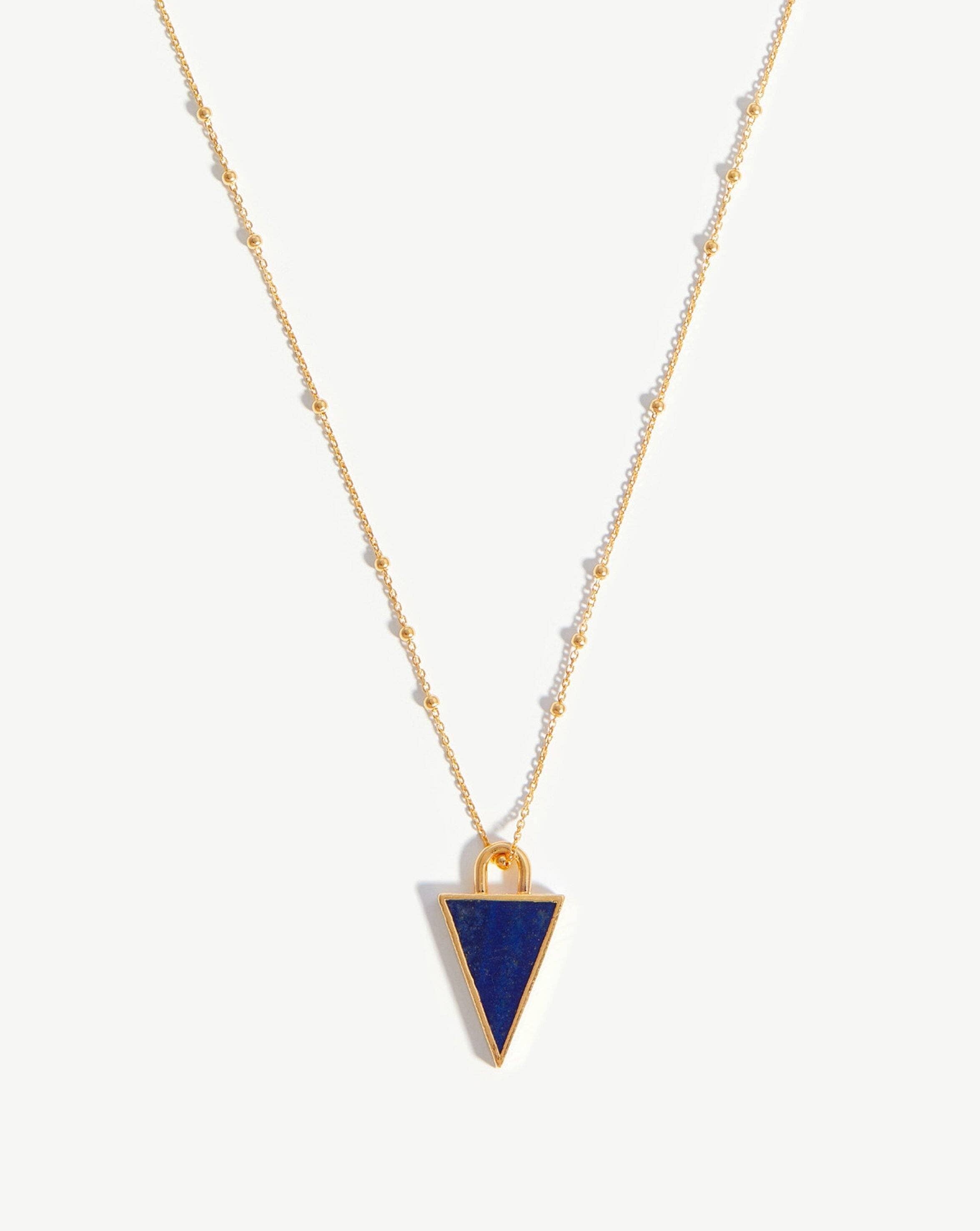 Triangle Pendant Chain Necklace | 18ct Gold Plated/Lapis Necklaces Missoma 