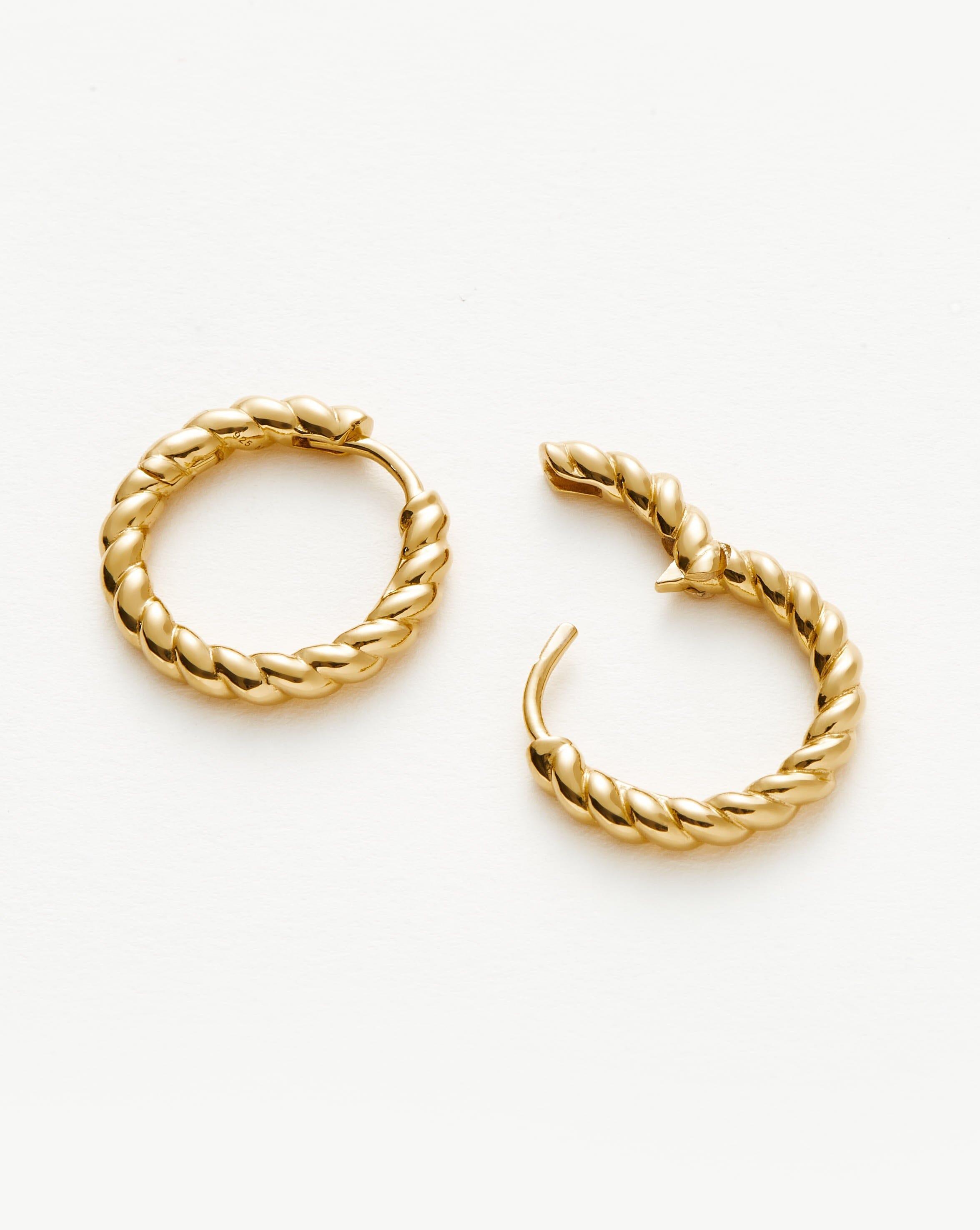 Twisted Helical Small Hoop Earrings | 18ct Gold Plated Vermeil Earrings Missoma 