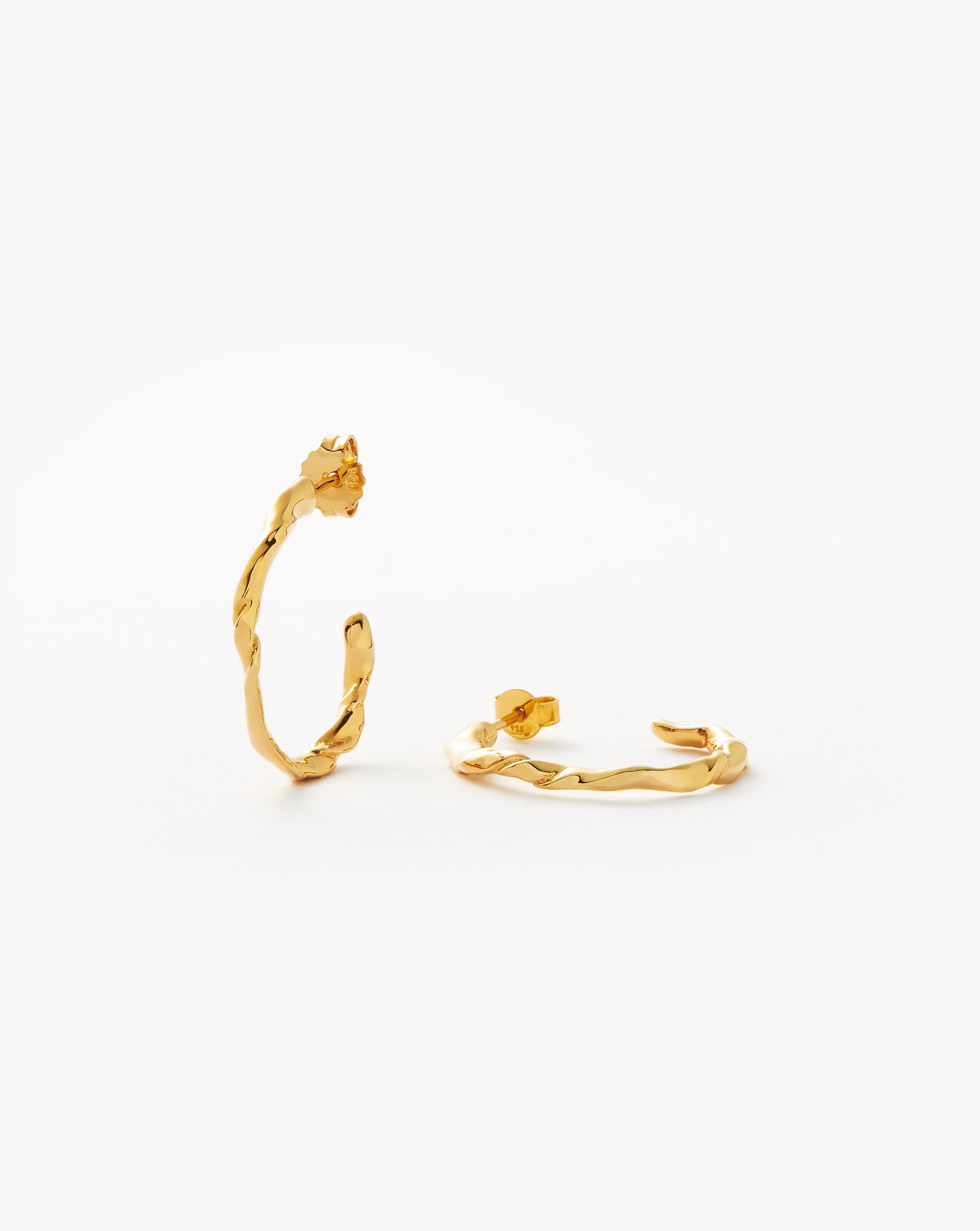Twisted Medium Hoop Earrings | 18ct Gold Plated Vermeil Earrings Missoma UK Staging 